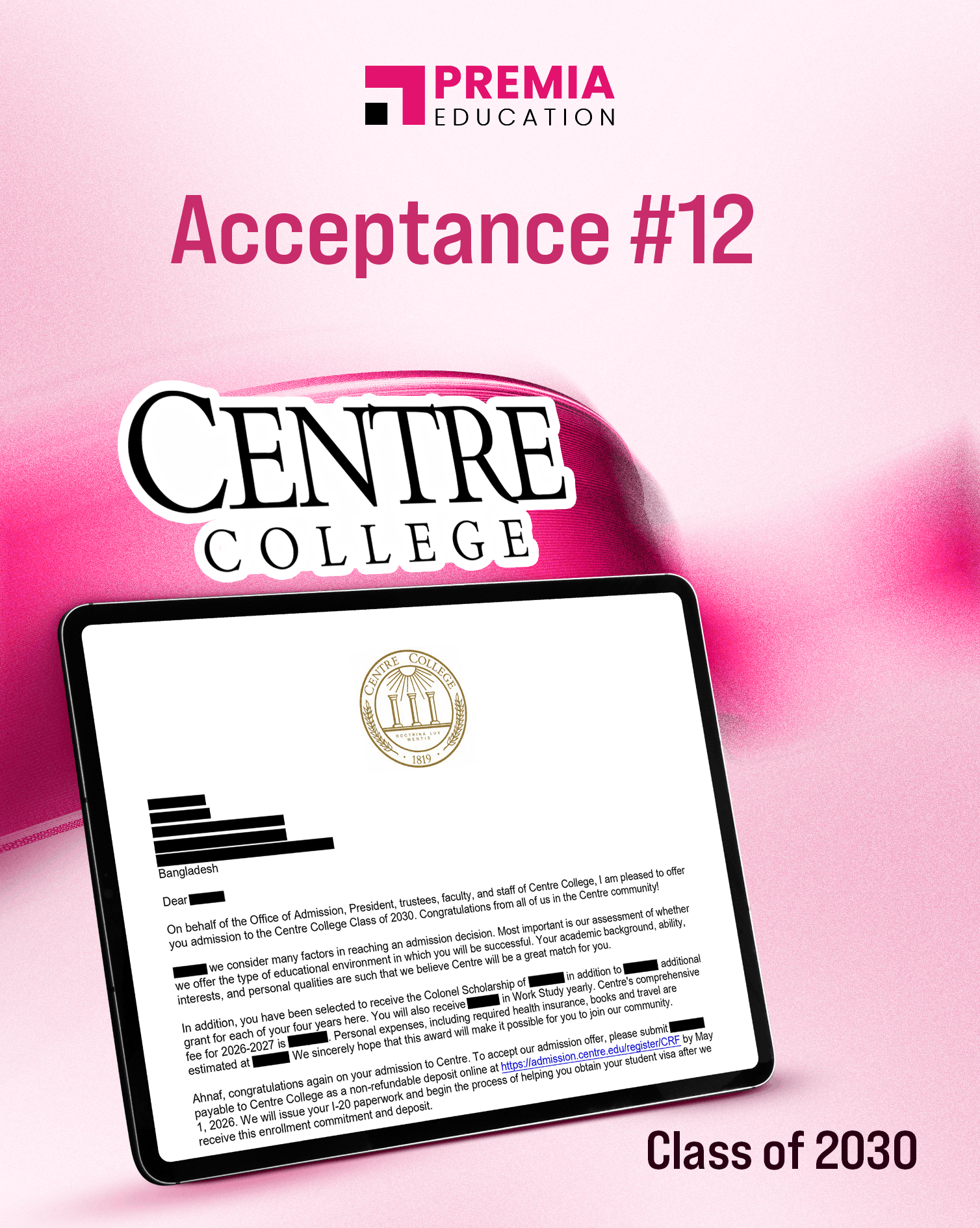 Acceptance – Centre College