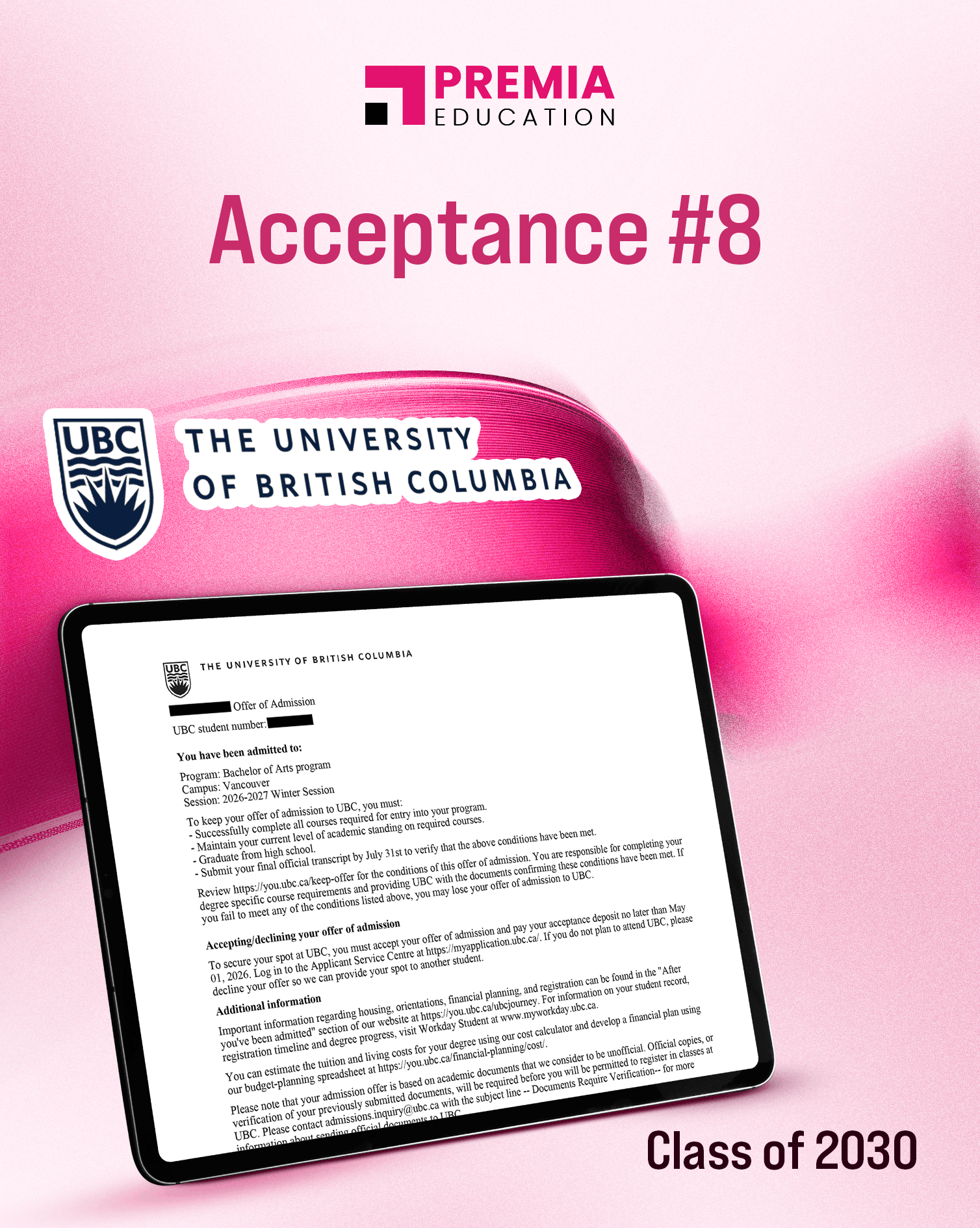 Acceptance – University of British Columbia