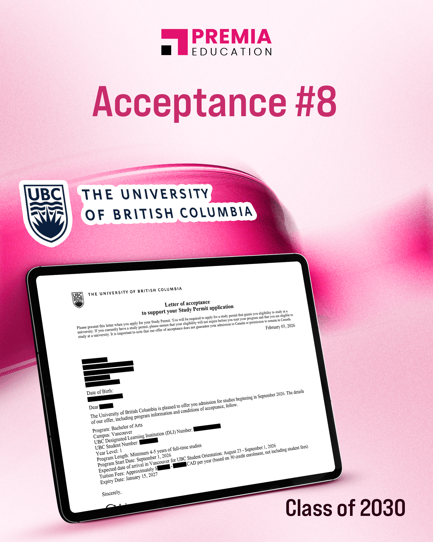 Acceptance – University of British Columbia